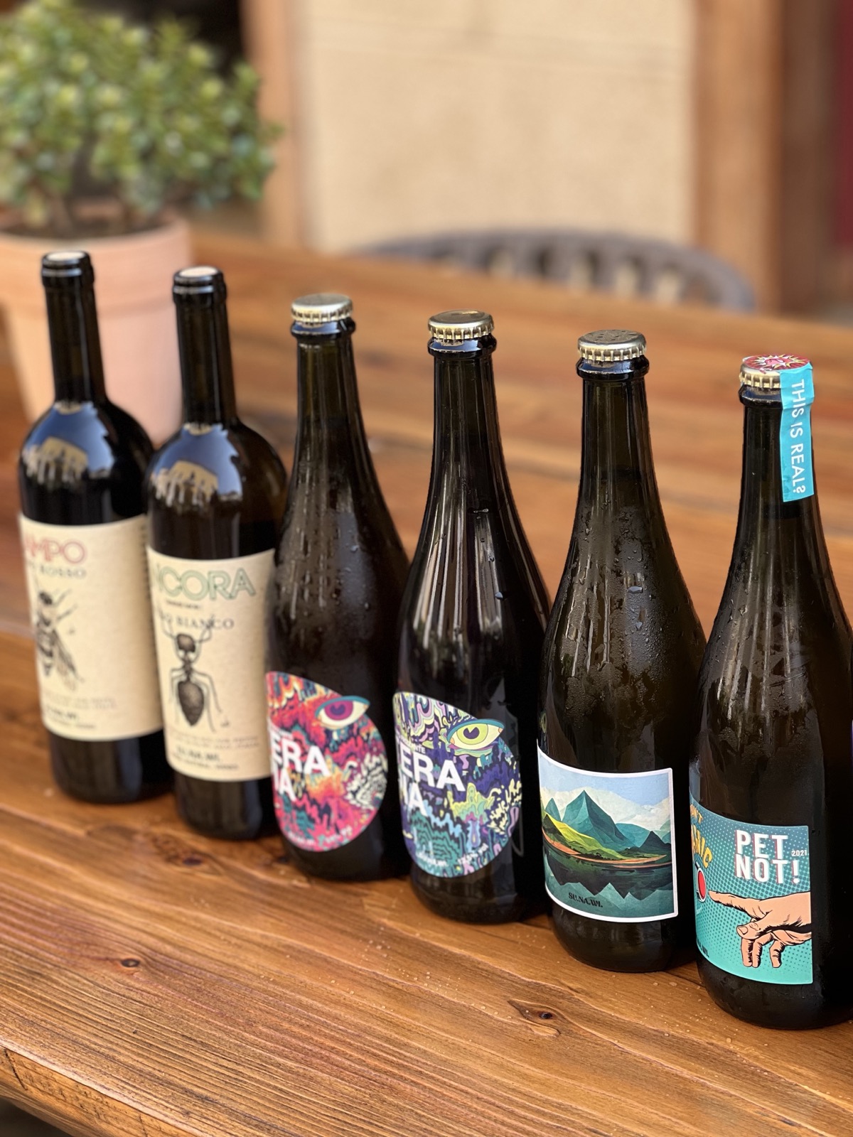 Le bottiglie dei vini artigianali SUNAWI